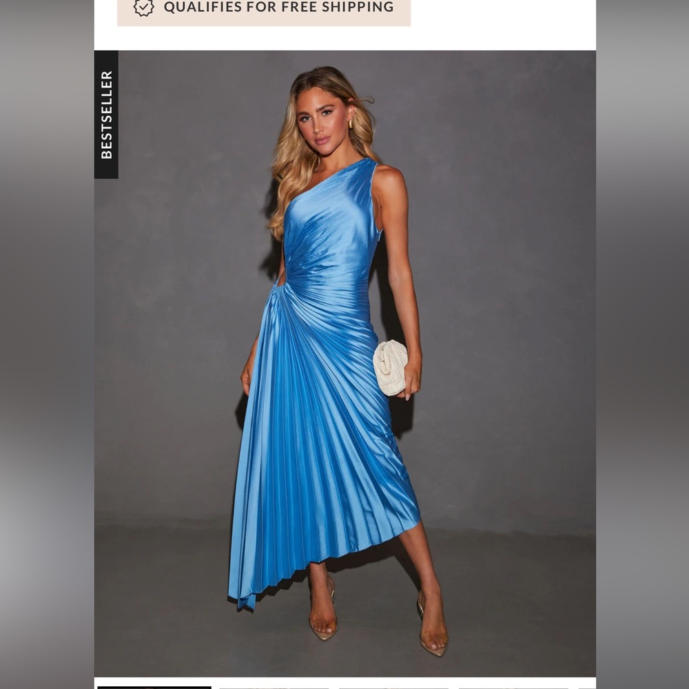 Vici Blue Asymmetrical One-Shoulder Cocktail Gown